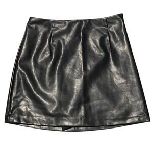 Abercrombie & Fitch Black Vegan Leather Mini Skirt High Waisted Size XS Side Zip